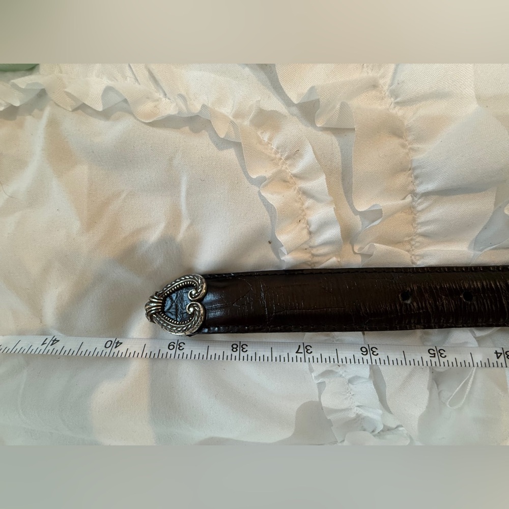 Brighton Silver Buckle Reversible Black / Brown Croc Embossed Leather Belt Sz XL - Picture 9 of 11